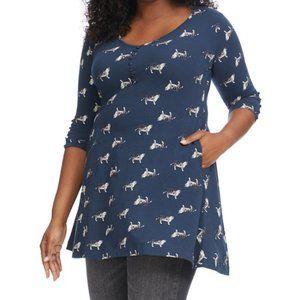 Effie's Heart Los Gatos Esplanade Tunic Top Shirt Tabby Print Size Small Women's
